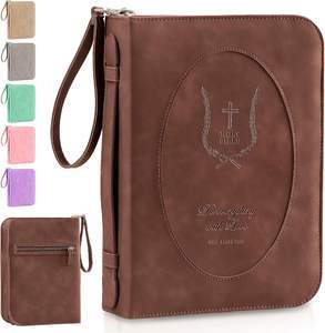 Estuche para Biblia con Cremallera de Cuero PU, con Versículos Bíblicos de Margaritas y Mariposas, Bolsa Portátil para Biblia, Muestra Gratis - Product Image 5