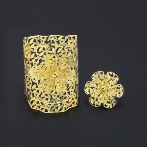 Juego de Joyería Brasileña de Lujo JXX, Chapado en Oro de 24K, Anillo de Compromiso y Brazalete de Estilo Africano, Gran Venta - Product Image 2