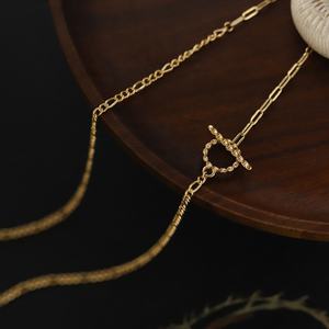 Nuevo Collar Largo y Grueso de Acero Inoxidable con Baño de Oro de 18K, Antideslustre, con Cierre OT, Cadena Curb, Joyería de Moda, Venta al por Mayor a Granel 2025 - Product Image 3