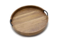 Présentoir de plateau de rangement personnalisé minimaliste plateau de service rond Lazy Susan plateau de service rond en bois avec poignée
