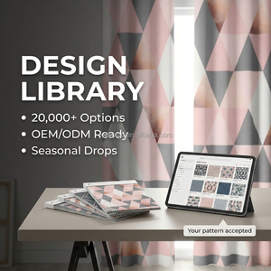 Rèm cửa chắn sáng hình học tam giác màu hồng xám in kỹ thuật số hiện đại, cản sáng 90% trở lên, làm tối phòng, trang trí nhà cửa - Product Image 2