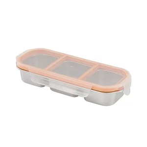 304 Stainless Steel Food Storage Container Compartmentalized With Lid Lunch <b>Box</b> <b>Snack</b> <b>Box</b> - Product Image 3