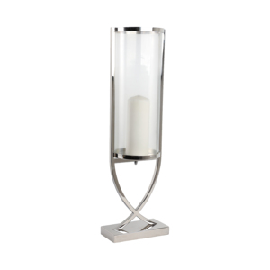 Contemporary Metal And <b>Glass</b> Hurricane Candle Holder Elegant Pillar <b>Candlestick</b> Table Centerpiece Decorative - Product Image 2