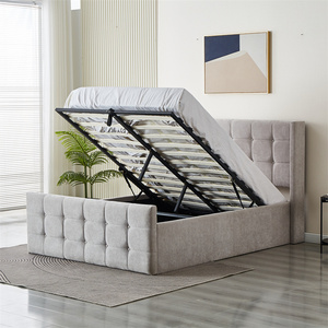 Cama <span class=keywords><strong>de</strong></span> Lujo Europea, Tamaño Queen/King, Tapizada en Tela, con Estructura <span class=keywords><strong>de</strong></span> Madera, Muebles para el Hogar con Diseño Personalizable - Product Image 4