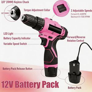 Taladro Eléctrico de Iones de Litio de 12 V, Juego de 151 Piezas, Kit de Herramientas con Batería Recargable, Caja de Herramientas Combinada para Reparaciones del Hogar - Product Image 4