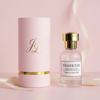 Botol Parfum Kaca Silinder Bening Warna Pink Laris Manis 30ml 50ml 100ml Tutup Emas Pompa Semprot dengan Kotak Tabung Elegan untuk Wanita