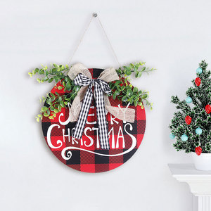 New Eco-friendly Round Wooden <b>Christmas</b> Plaques Customizable Designs <b>for</b> Outdoor Wall <b>Door</b> & Balcony Hanging - Product Image 1