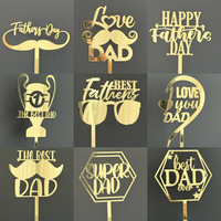 Décorations de gâteau en acrylique doré réutilisables et écologiques pour la fête des pères 'Super Dad'