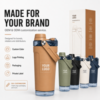 Bouteille shaker en acier inoxydable avec logo personnalisé, 500 ml, revêtement poudré, gobelet shaker pour protéines, couvercle sans BPA, pour marque de fitness, fournisseur OEM ODM