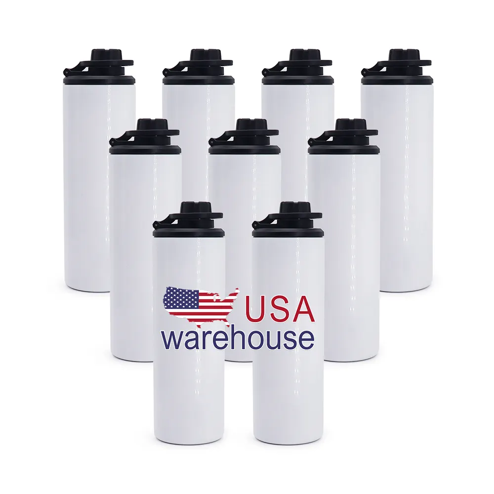 Sublimation Tumbler 20oz Stainless Steel Insulated Blank Sports Portable Straight water bottle dual lids