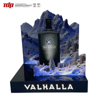 Support de bouteille de vin lumineux en acrylique de haute qualité TDP pour bar à vin, avec motif de montagne enneigée
