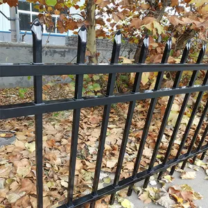 High quality black powder coated Galvanized Steel Poles Fencing Steel Rail Fence wrought iron fencing