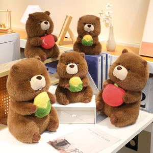 Marmotta peluche giocattolo di peluche per bambini compagno di compleanno regalo rosicchiato bambola ricamata che tiene il mais Apple PP cotone - Product Image 2