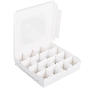 กล่องใส่ขนมหวานใส่ช็อคโกแลตกระดาษสีขาว16ช่องแบบใส - Product Image 1