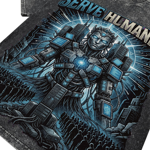 Nuevas Camisetas Transpirables de Alta Calidad al por Mayor para Hombre, Estilo Robot Personalizado, Tela Lavada al Ácido, Cuello Redondo, Manga Corta, Ropa Urbana - Product Image 4
