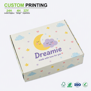Boîte d'expédition en carton ondulé personnalisée, motif lune <span class=keywords><strong>et</strong></span> nuages blancs, vente en gros de boîtes cadeaux Kawaii pour bébés <span class=keywords><strong>et</strong></span> enfants, vente au détail - Product Image 1