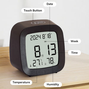 เครื่องวัดอุณหภูมิและความชื้นดิจิตอลแบบมีไฟพื้นหลัง พร้อมนาฬิกาปลุก ไฮโกรมิเตอร์ เครื่องบันทึกข้อมูลการหมักปุ๋ยขนาดเล็ก  เซ็นเซอร์วัดอุณหภูมิและความชื้นแบบมินิ - Product Image 3