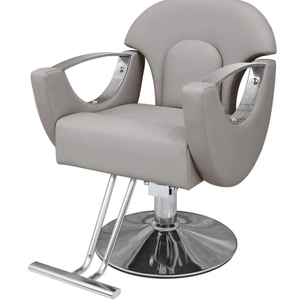 Sillón de Peluquería de Diseño Moderno con Reposabrazos de Acero Inoxidable, Ajustable, Giratorio y Plegable - Product Image 3