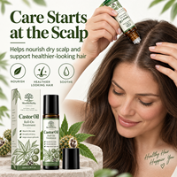 Huile capillaire roll-on à l'huile de ricin 10 ml sous marque privée, traitement du cuir chevelu pour cheveux secs, nourrissante, lissante, brillante, OEM ODM, logo personnalisé, soin capillaire