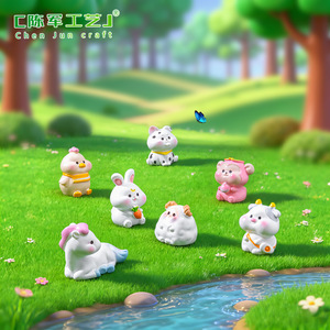 Bonsai in miniatura Weij con dodici ornamenti in resina colorata dei segni zodiacali cinesi: Ratto, Bue, Tigre, Coniglio, Drago, Serpente, Cavallo, Capra - Product Image 3