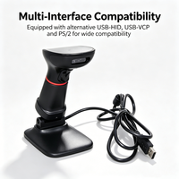 Escáner de Código QR Portátil, Lector de Códigos de Barras 1D 2D USB Láser CMOS, Escáner con Cable para Sistemas POS