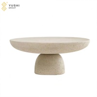 Table basse en marbre de travertin naturel beige poli de conception simple de YUSHI pour la décoration à la maison