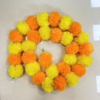 Fleurs de Marigold Artificielles en Gros, Guirlandes de Diwali, Longues Chaînes de Fleurs Artisanales, Rituel de Prière Indien, Mariage, Noël