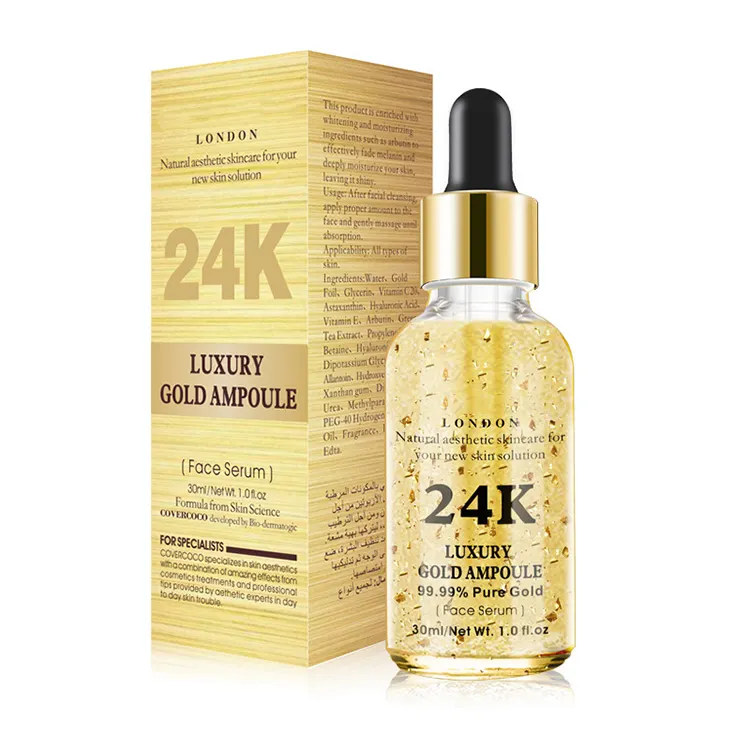 Sérum professionnel de soins pour la peau 24k, huile éclaircissante pour raffermir le visage, prix d'usine