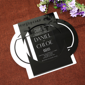 <span class=keywords><strong>Tarjetas</strong></span> <span class=keywords><strong>de</strong></span> invitación <span class=keywords><strong>personalizadas</strong></span> que imprimen invitación deslizante <span class=keywords><strong>de</strong></span> acrílico blanco y negro con sobre creativo para <span class=keywords><strong>bautizo</strong></span> - Product Image 2