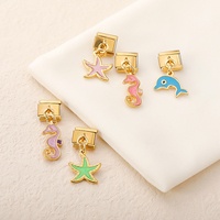 Hapiship 2025 nouveau pendentif italien breloque couleur hippocampe étoile de mer pendentif mode plaqué or bracelet à bricoler soi-même accessoires DJ1874