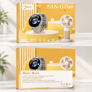 Okpu FAN-GT60 Smart Watch With <b>Mini</b> Fan Set Round AMOLED Display Silicone Band Bluetooth Fitness <b>Tracker</b> Unisex - Product Image 6