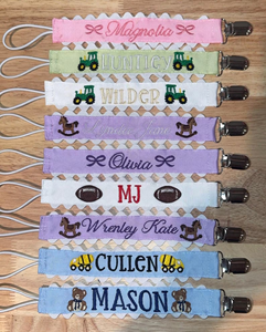 Clip para Chupete de Bebé Recién Nacido con Bordado Personalizado, Cinta Sólida, Diseño Gingham, Correa para Chupete, Regalo para Bebé 2026 - Product Image 6