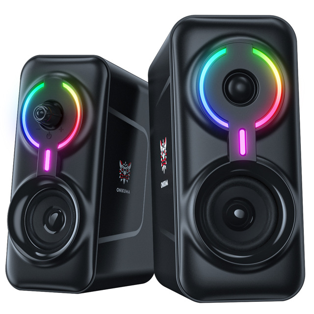 ONIKUMA L6 3.5mm Wired AUX Double Bass RGB Game Speaker Surround Home Theater Gaming Speaker for PC Desktop Laptop