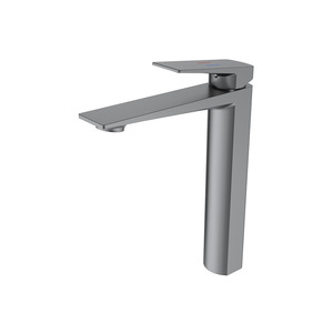 Robinet de lavabo tout en cuivre chaud/froid, à poignée unique, double commande, gris anthracite, avec cartouches en céramique et activation par levée - Product Image 3