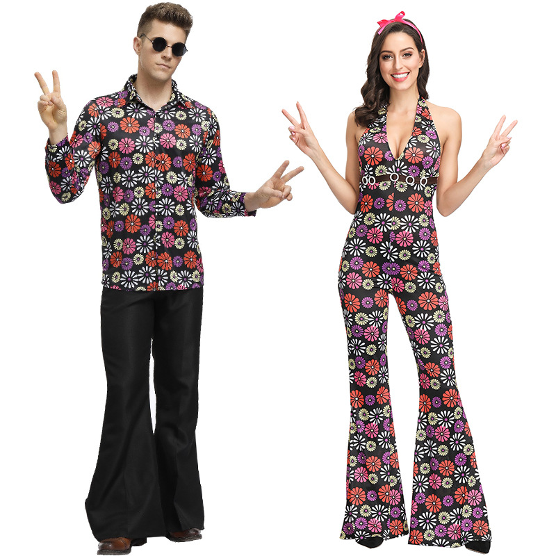 Sexy Retro Jumpsuit Sunflower Printed Bell Bottoms Suit Arabian New Fashion  Cos Style Jumpsuit Flared Suit for Unisex| Alibaba.com