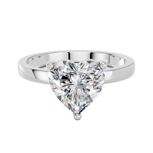 Anillo de compromiso solitario con diamante de laboratorio en forma de corazón de 1 quilate, hecho a medida, con oro blanco de 18 quilates para mujer, hecho en oro macizo. - Product Image 1