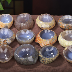 Posacenere in Agata Naturale Grezza, Ciotola in Giada Grezza, Ornamento Mini da Scrivania in Cristallo Calcedonio, Disponibile all'Ingrosso - Product Image 1
