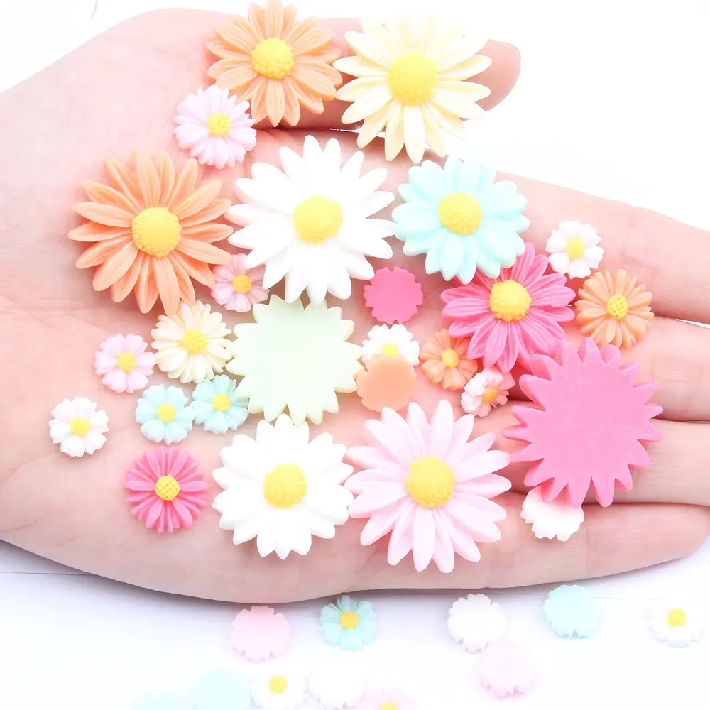 Cute Kawaii Craft Supplies DIY Sunflower Cabochon Charms Flatback Beads Daisy Flower Resin Charm for Phone Case Charm