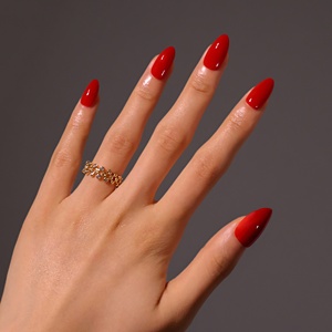 Faux ongles à presser haut de gamme, 30 pièces en boîte, couleur <span class=keywords><strong>rouge</strong></span> unie, en gel, courts, forme amande - Product Image 2