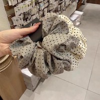 Chouchou en tissu à pois vintage, élastique doux pour cheveux, accessoire simple pour queue de cheval pour femmes et filles