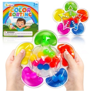 Juguetes Sensoriales de Compresión para Clasificación de Colores, Actividades Educativas de Emparejamiento, Juguetes de Rompecabezas Relajantes, Plástico Amarillo Cinco Flores - Product Image 1