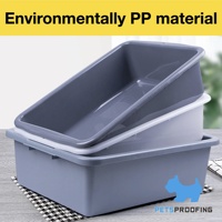 PETSPROOFING Bac à Litière pour Chat en Plastique Portable de Grande Taille avec Design Simple Nettoyage Facile Boîte de Toilette pour Chat et Accessoires