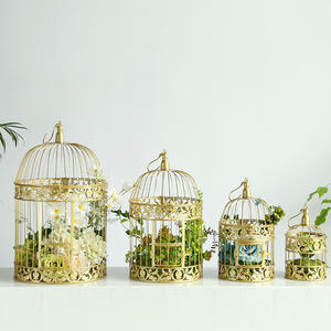 Cage à oiseaux décorative dorée, ornements, en fer, pour mariage, modèle de photographie, maison souple, décoration - Product Image 5