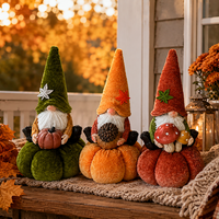 Ensemble de 3 décorations de gnomes d'automne, figurines de gnomes en peluche en forme de citrouille, faites à la main, pour Thanksgiving, la récolte d'automne, Noël, décoration de table, décoration de la maison