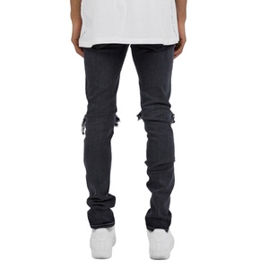 Jeans Azules Rotos de Cintura Media para Hombre con Logotipo Personalizado, Estilo Vintage, Ajustados, de Alta Calidad - Product Image 5