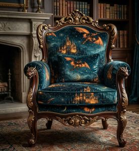 Tela de tapicería estampada de dragones y castillos de primera calidad, por yarda, tela artística de fantasía con dragones para muebles y sofás - Product Image 1