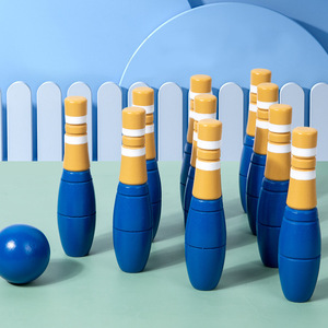 Jeu de bowling en bois pour enfants - Jeu sportif d'intérieur <span class=keywords><strong>et</strong></span> d'extérieur pour garçons <span class=keywords><strong>et</strong></span> filles - Jouet interactif familial - Product Image 3