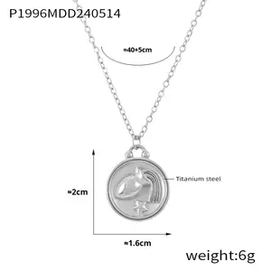 Joyería de moda 18K PVD Gold <span class=keywords><strong>Star</strong></span> Relief Trendy 12 Zodiac Colgante Collar con regalo de acero inoxidable - Product Image 6