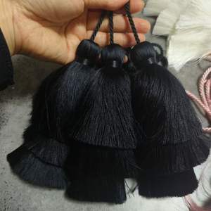 Sjzmm Super <span class=keywords><strong>épaisse</strong></span>ur 3 couches glands 15cm grands glands en soie Fringe100 % rayonne pour la décoration de fête pour la fabrication de bijoux - Product Image 2