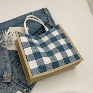 Borsa di Tote di <span class=keywords><strong>cotone</strong></span> e lino di grande capacità ecologica stampata con Logo personalizzato all'ingrosso che possono essere aggiunti ciondoli - Product Image 6